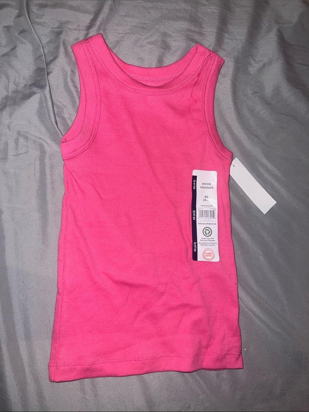 Girls' Bright Pink Ribbed Tank Top